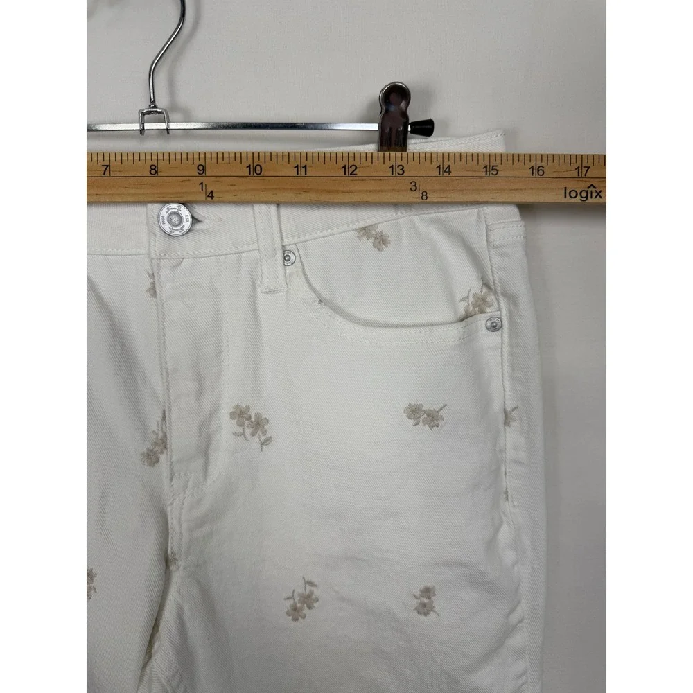 Seven7 Floral Embroidered Skinny‎ Jeans Womens 6 White Excellent High Rise Pants